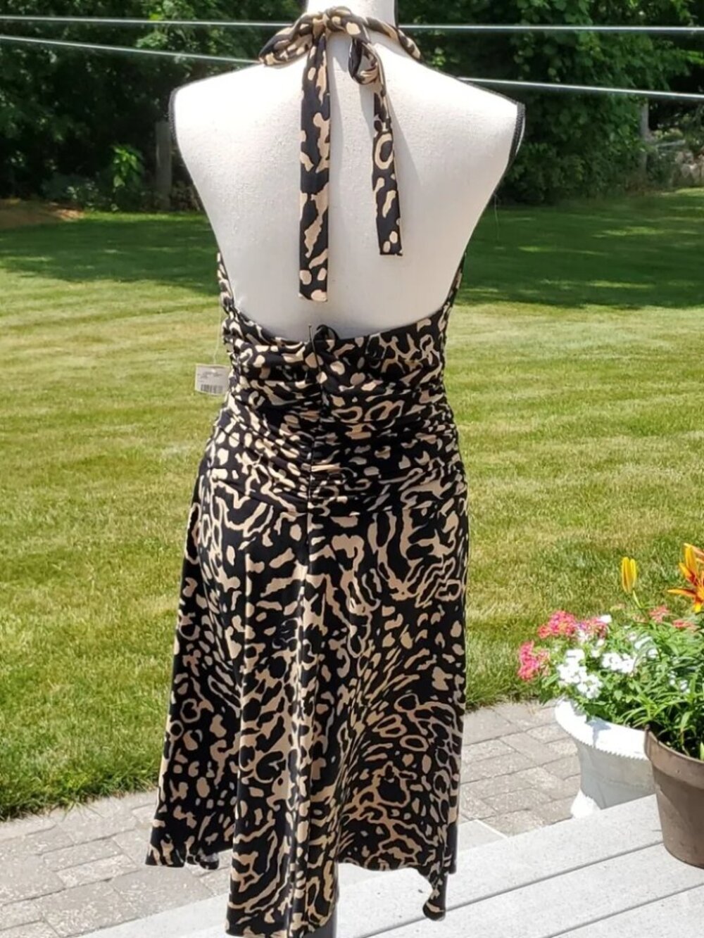 NWT Jones New York Animal Print Sleeveless Halter Dress | Jones V-Neck  Dress - Picture 5 of 11